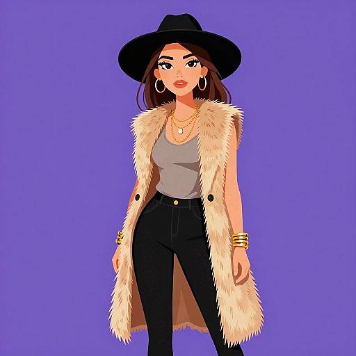 Bohemian Woman in Warm Autumn Outfit