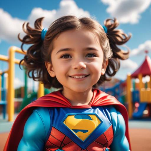 Playful Child in Colorful Superhero Costume