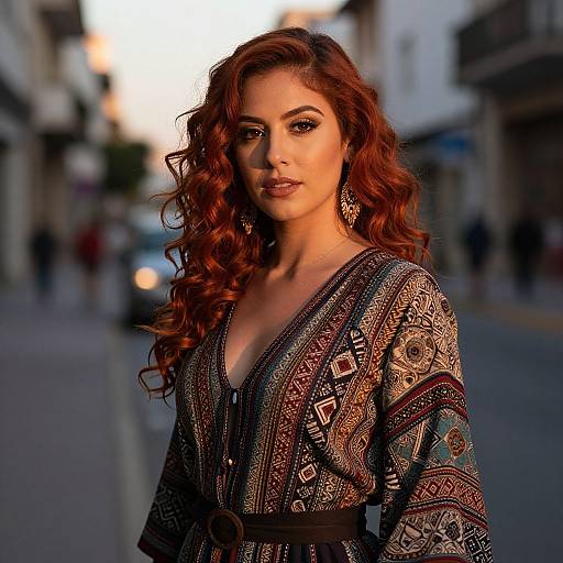 Red-Haired Latina in Bohemian Street