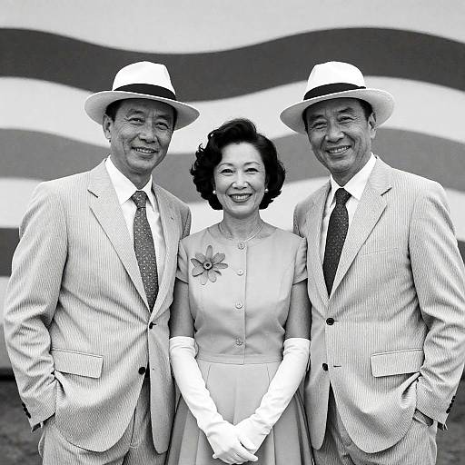 Vintage Black-and-White Trio Portrait