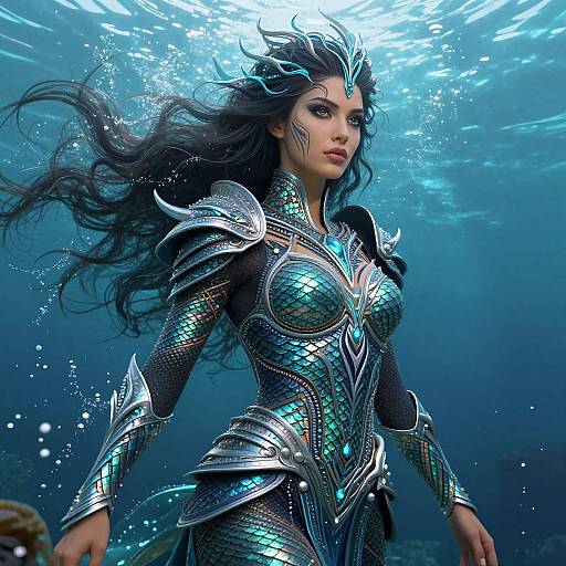 Mystical Woman in Oceanic Armor