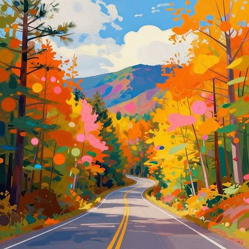 Surreal Colorful Forest Road
