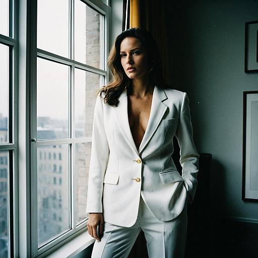 Woman in White Blazer Suit