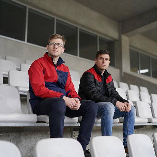 Two Men in Stadium Seats Photograph