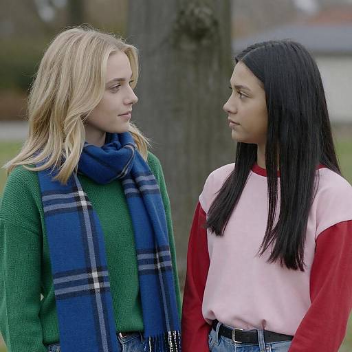 Two Women Outdoors Exchanging Gazes