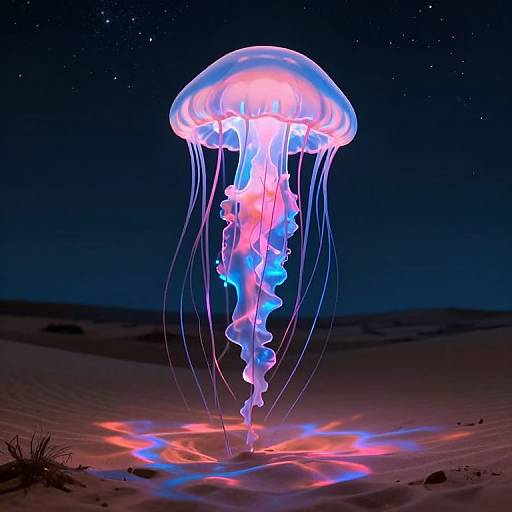 Cyberpunk Jellyfish Over Desert Night