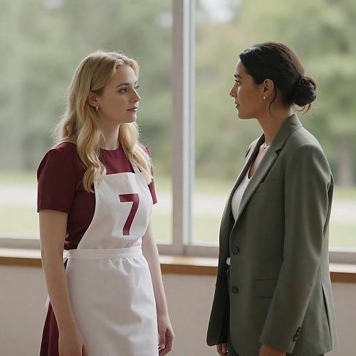 Indoor Photograph of Two Women by Window