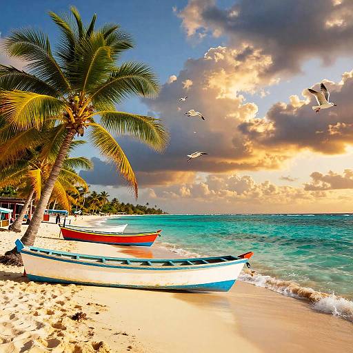 Vibrant Caribbean Beach Sunset Scene