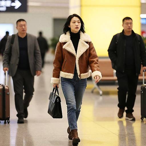 Confident Traveler in Busy Airport Scene