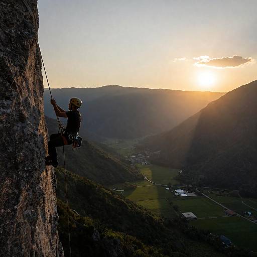 Cliffside Climber at Sunset Silhouette