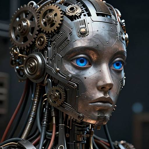 Futuristic Analog AI Robot Head