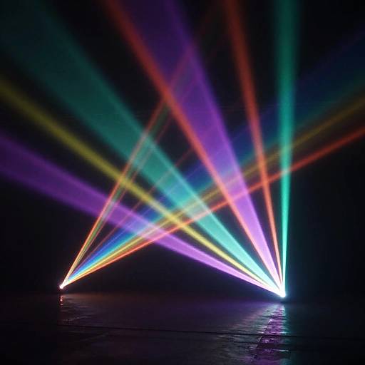 Abstract Multicolored Light Beams in Dark Space