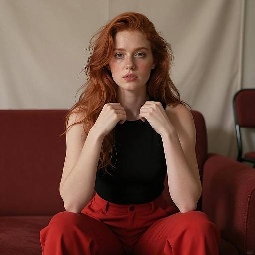 Captivating Woman in Dimly Lit Room