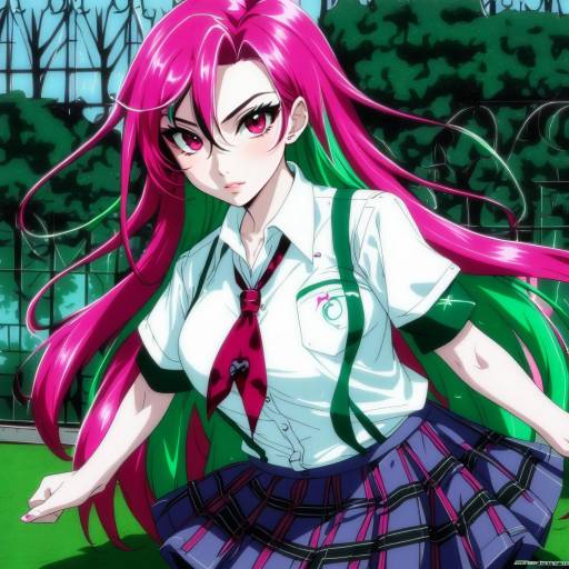 Illustration of Akashiya moka, rosario+vampire in the style of Puuzaki puuna