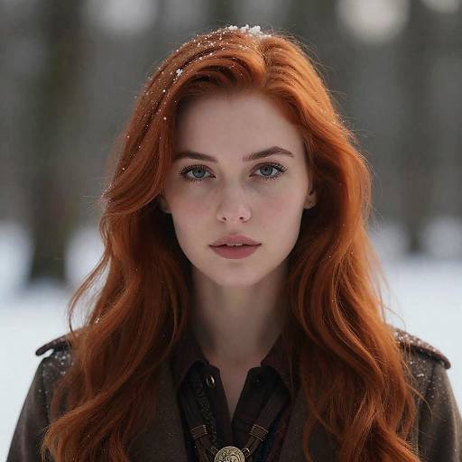 Elegant Foxie Woman in Winter Forest