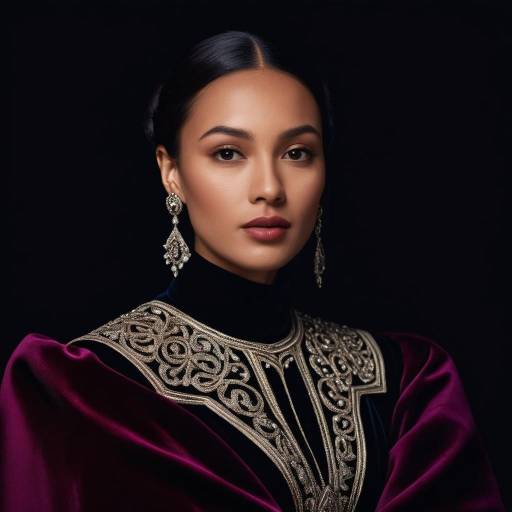 Elegant Sámi Woman in Velvet Gown