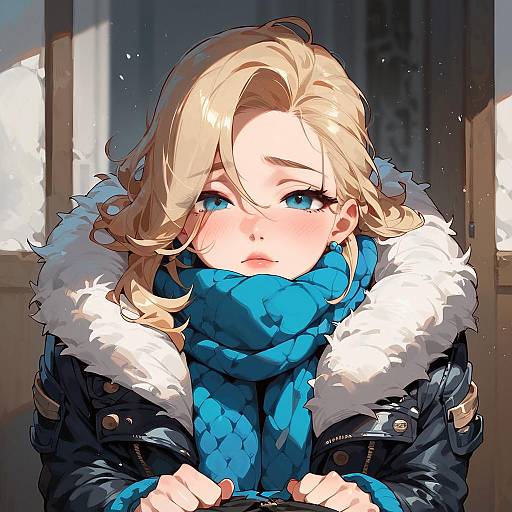 Winter Portrait with Scarf and Blush