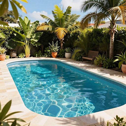 Vibrant Tropical Backyard Pool Scene