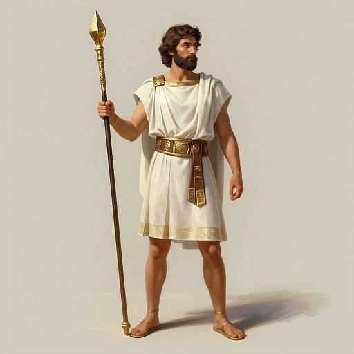 Greek Tunic Man with Ornate Scepter