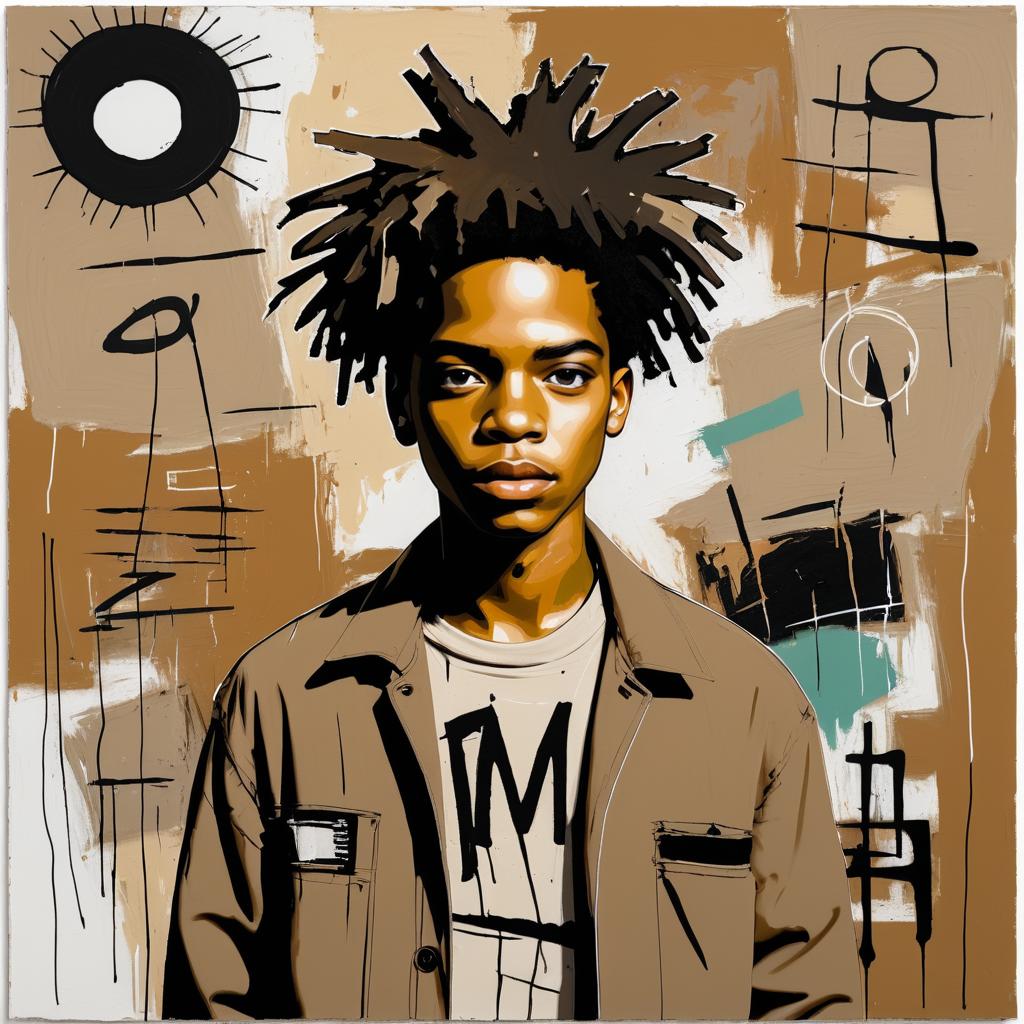 Young Poet Portrait in Basquiat Style