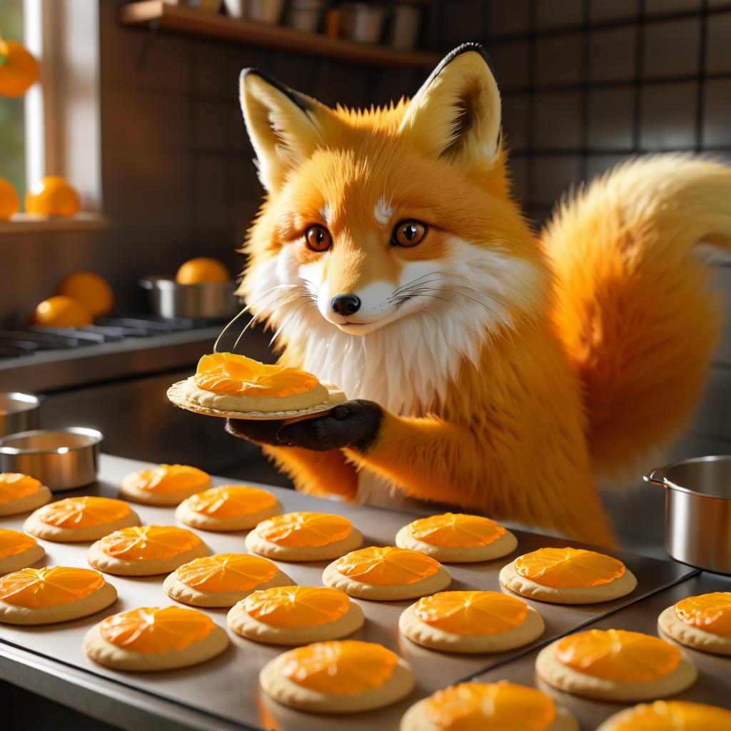 Realistic Orange Fox Baking Cookies