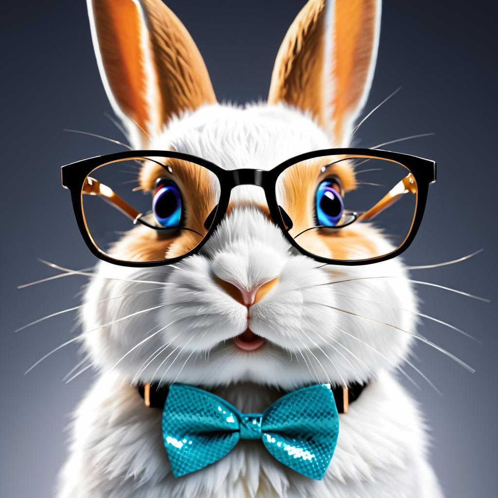 Close-Up of Stylish Rabbit in Glasses