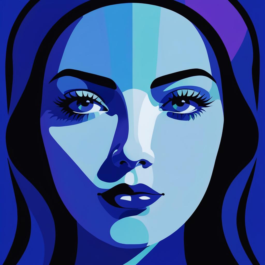 Ad Reinhardt Style Woman's Face Artwork