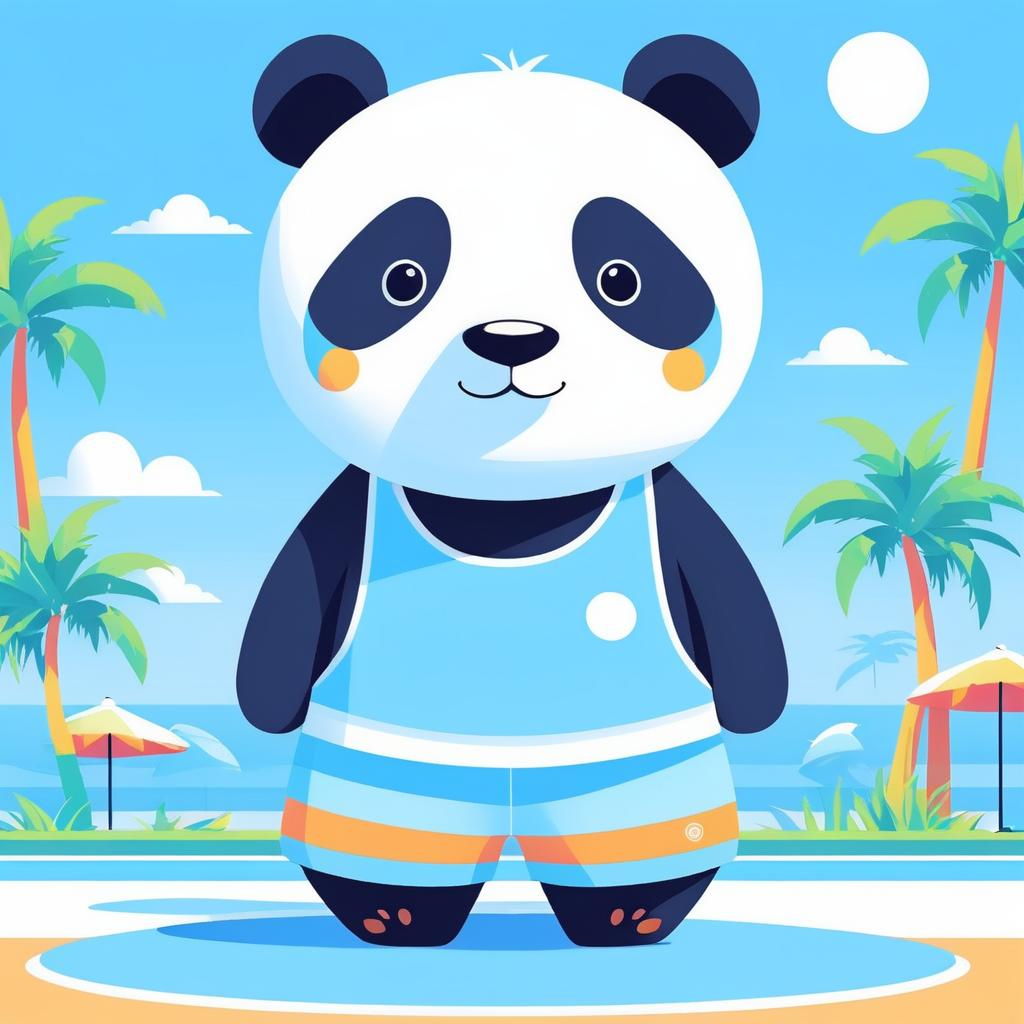 Cheerful Panda in Summer Attire Art