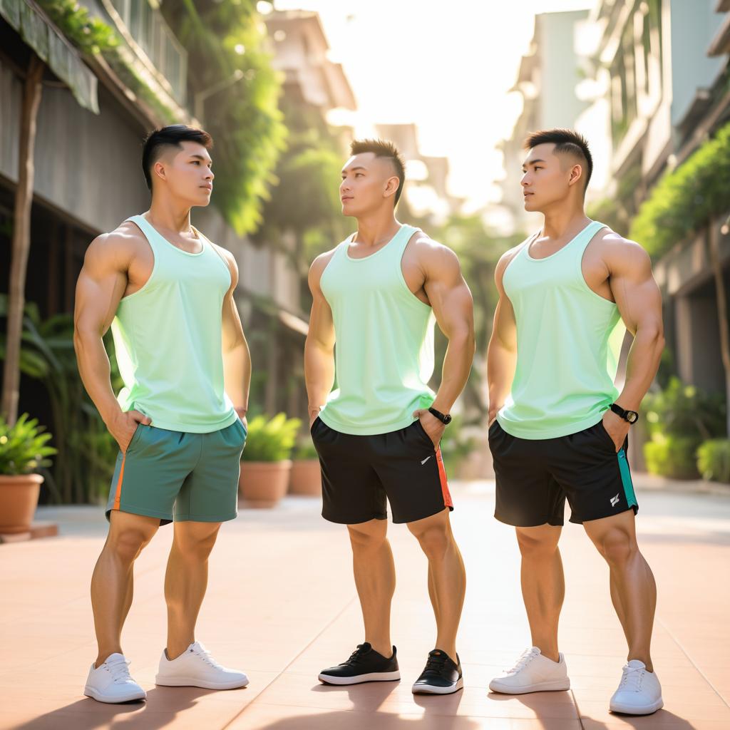 Playful Strength: Sun-Kissed Asian Men