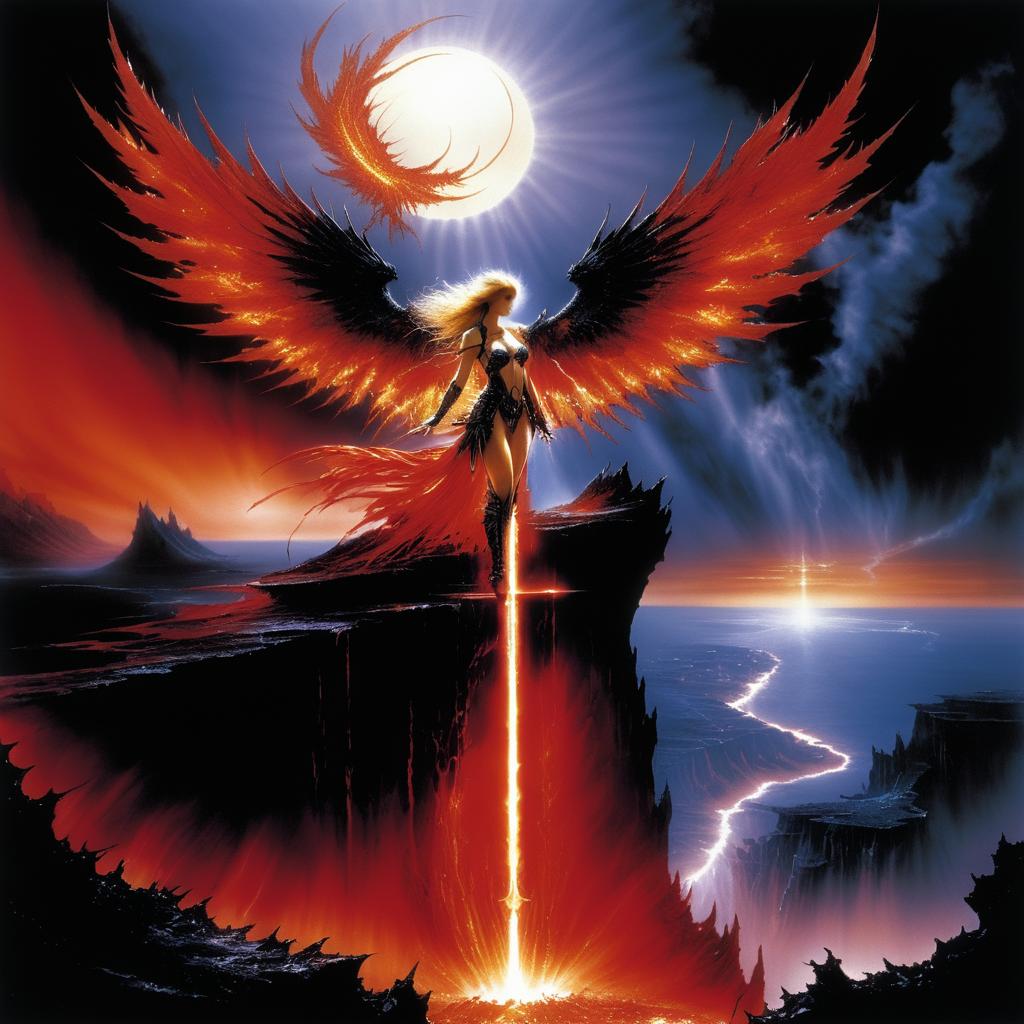 Phoenix Rising Under a Crimson Moon