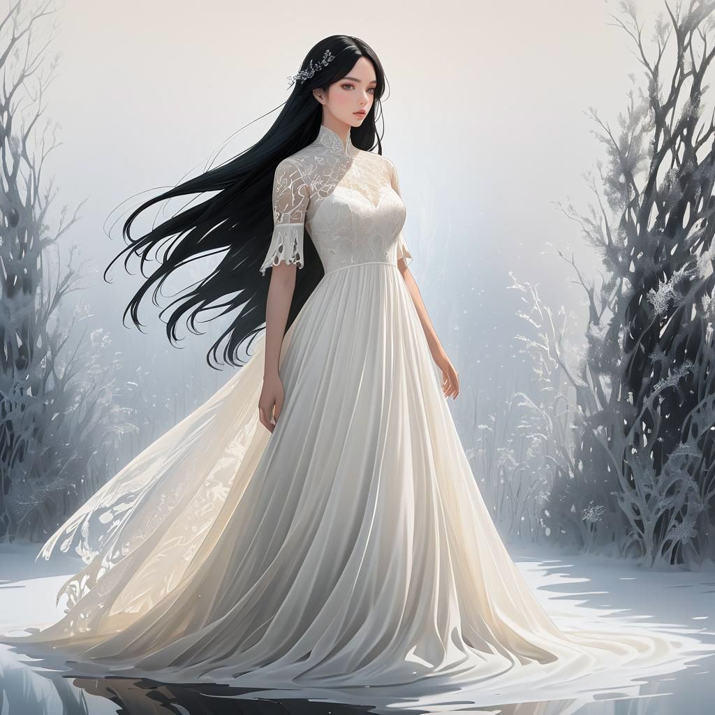 Elegant Divine Lady in Frosty Setting