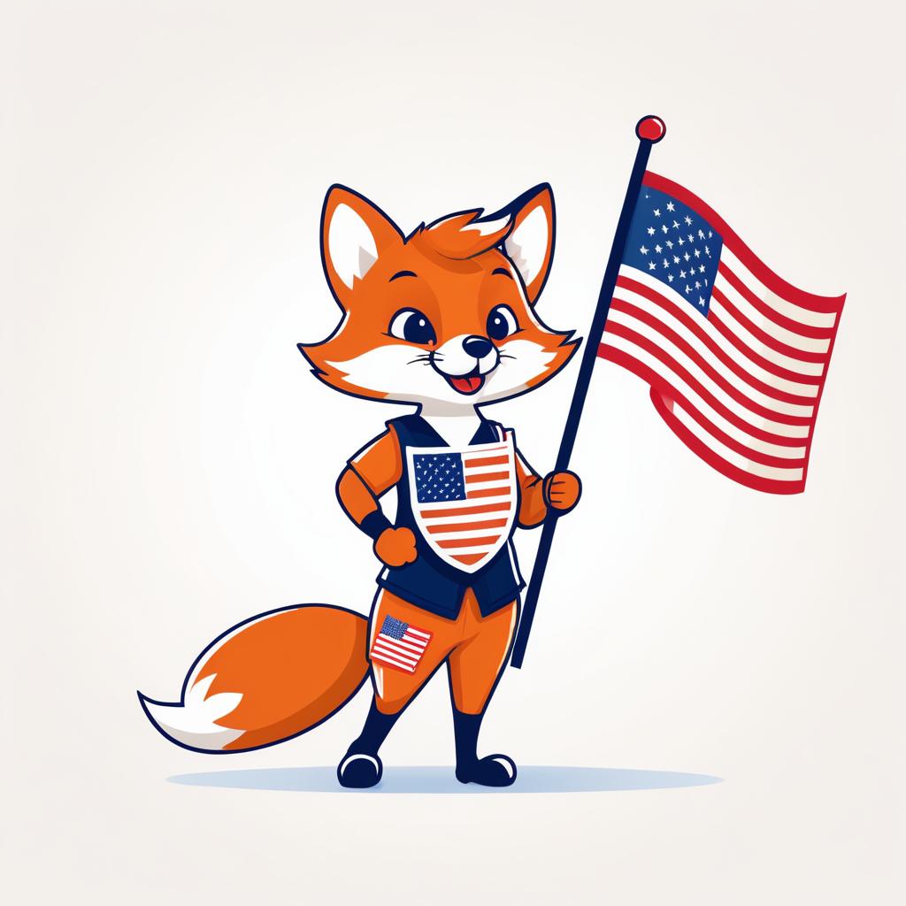 Playful Fox with American Flag Design