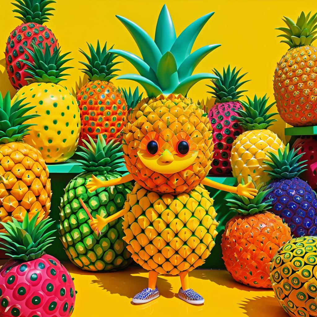 Whimsical Pineapple in Colorful Market