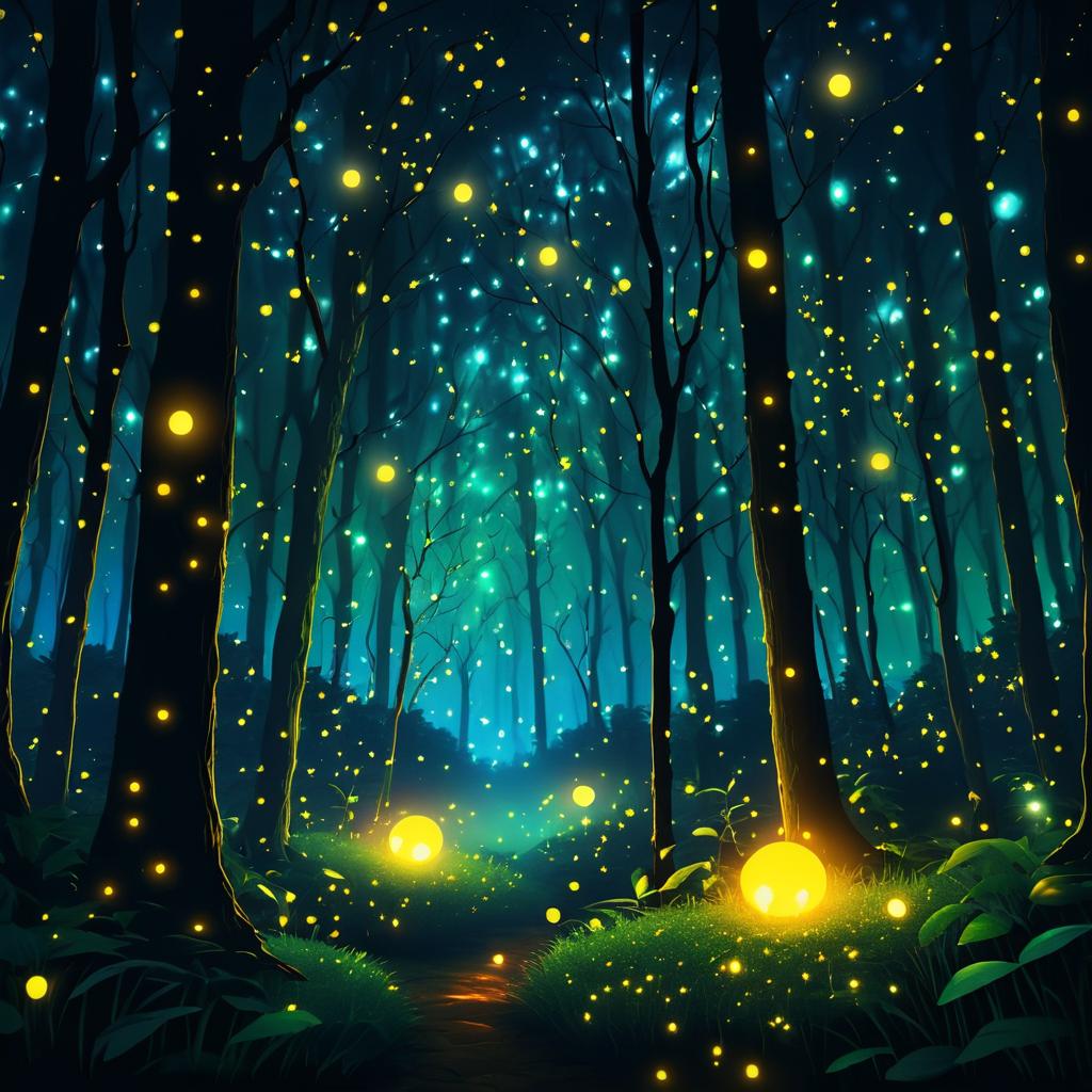 Enchanting Night in a Firefly Forest