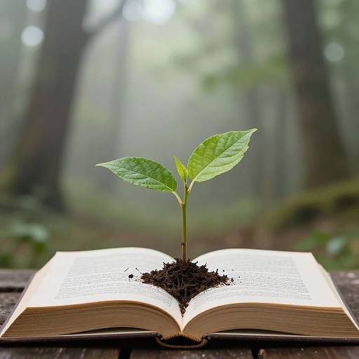 Magical Sapling Growing from Book
