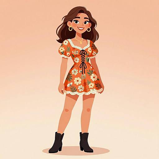 Boho Chic Woman in Floral Dress