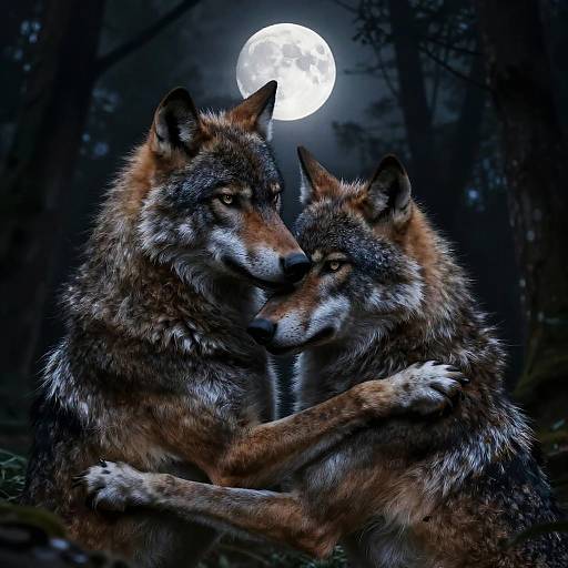 Fierce Werewolf Embrace Under Full Moon