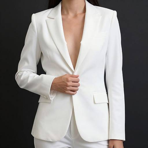 Person in White Blazer Against Dark Background