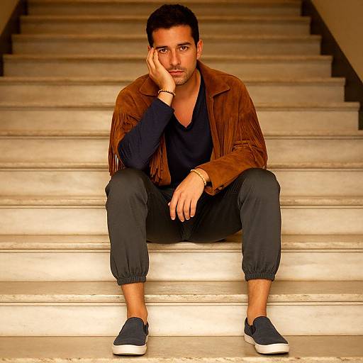 Stylish Man on Grand Staircase