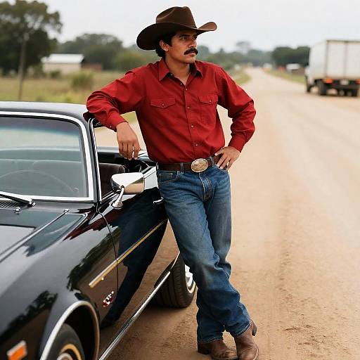 Cowboy Style: Man with Convertible Car