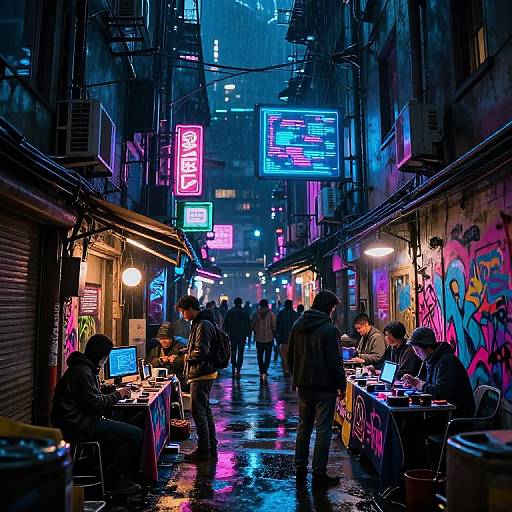 Nighttime Cyberpunk Slum Alleyways