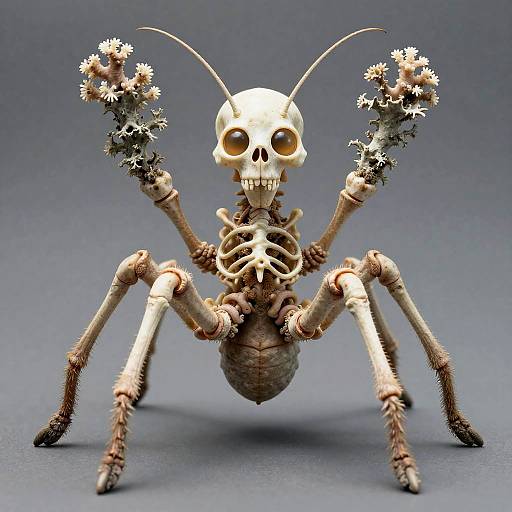 Biofused Coral-Lichen Octopedal Skeletal Arachnid