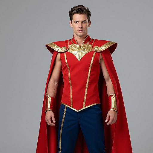 Heroic Male in Red and Gold Costume