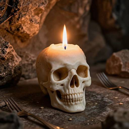 Skull Candle Holder in Fantasy Cave