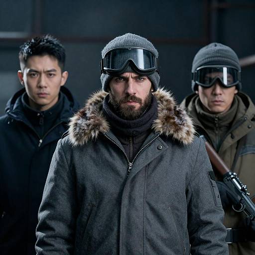 Intense Winter Portrait of Three Men