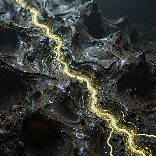 Surreal Alien Surfaces with Glowing Cracks