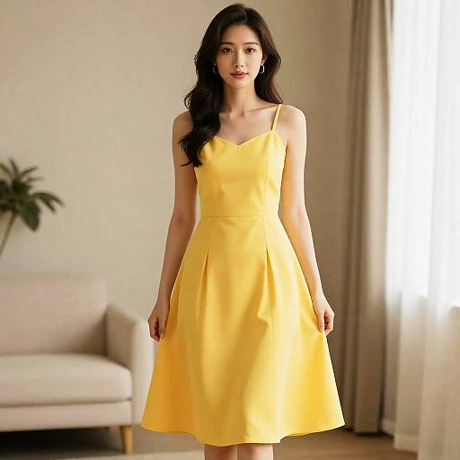 Woman in Yellow Dress Indoors