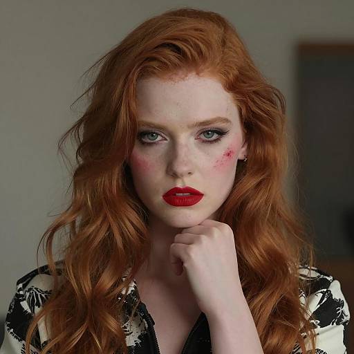 Intense Portrait of a Red-Haired Woman