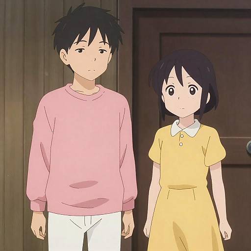 Indoor Anime Boy and Girl Scene