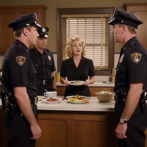 Vintage Movie Scene with Police Officers